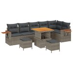 vidaXL Ensemble de canapé de jardin 9 Pièces Gris 80 x 80 x 71 cm