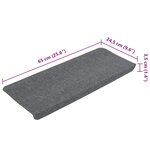 vidaXL Tapis d'escalier autocollants 15 Pièces 65x24 5x3 5 cm Gris