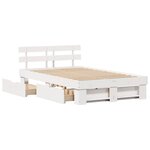 vidaXL Cadre de lit blanc avec tiroirs - 135x190 cm en bois de pin massif