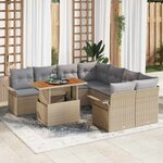 vidaXL Ensemble de canapé de jardin 9 Pièces Beige Poly rotin
