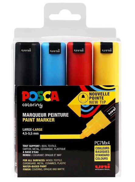 Étui de 4 marqueurs à pigment pc7m POSCA