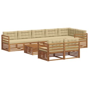 vidaXL Ensemble de canapés d'extérieur 9 Pièces Naturel et Beige