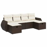vidaXL Salon de jardin avec coussins 6 Pièces marron résine tressée