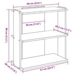 vidaXL Bibliothèque 3 niveaux chêne fumé 60x30x80 cm bois d'ingénierie