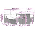 vidaXL Ensemble de canapé de jardin avec coussin 7 Pièces polyrotin