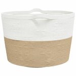 vidaXL Panier à linge beige et blanc Ø60x36 cm coton