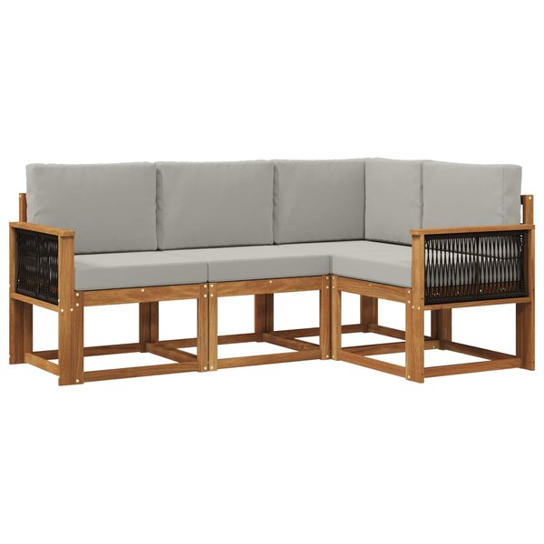 vidaXL Ensemble de canapés d'extérieur 4 pc Naturel et gris clair