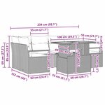 vidaXL Ensemble de Canapés de Jardin 7 Pièces avec Coussins Noir Rattan Poly Acacia