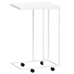 vidaXL Table d'appoint avec roues Blanc 40x30x63 5cm Bois d'ingénierie