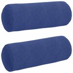 vidaXL Coussins d'accent 2 Pièces Bleu police Ø 25 x 70 cm