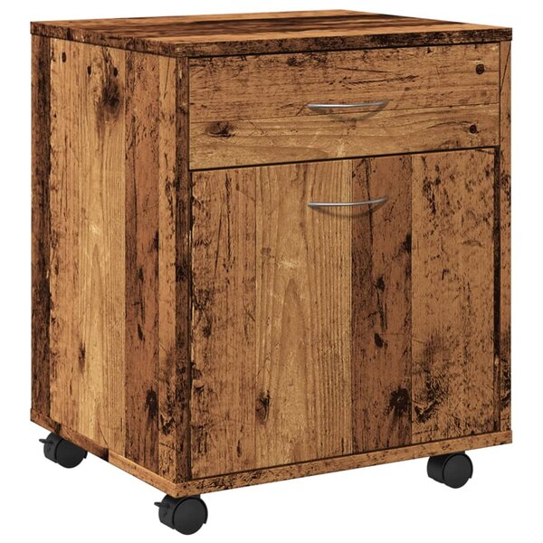 vidaXL Armoire à roulettes vieux bois 45x38x54 cm bois d'ingénierie
