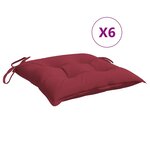 vidaXL Coussins de chaise 6 Pièces rouge bordeaux 40x40x7 cm tissu oxford