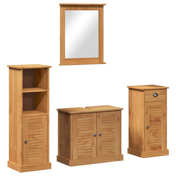 vidaXL Ensemble de mobilier de salle de bain 4 Pièces marron miel