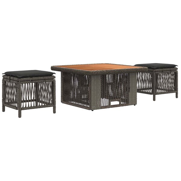 vidaXL Ensemble de salle à manger pour jardin 3 Pièces Gris et Gris foncé