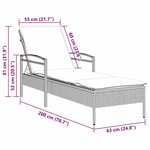 vidaXL Chaise longue avec coussin Noir 63 x 200 x 81 cm Résine tressée (États-Unis uniquement)