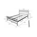 Design metal lit double 160 x 200 cadre de lit lattes bois neuf noir brun