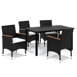 vidaXL Ensemble à dîner de jardin avec coussins 5 Pièces poly rotin noir