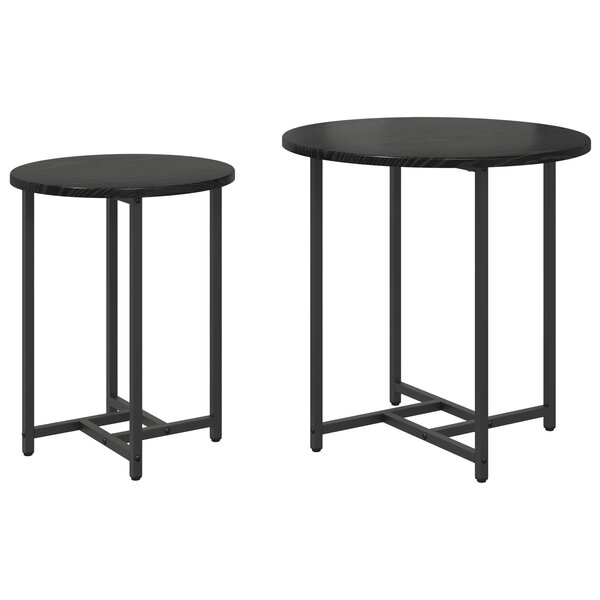 Table d'appoint vidaXL 2 Pièces Noir Chêne Ingénierie Bois et Métal