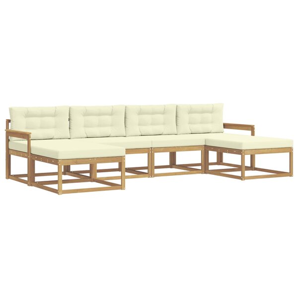 vidaXL Ensemble de canapés d'extérieur 6 pc Blanc et crème