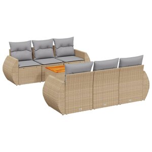 vidaXL Salon de jardin avec coussins 7 Pièces beige résine tressée