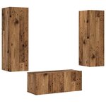 vidaXL Meubles TV muraux 3 Pièces vieux bois bois d'ingénierie