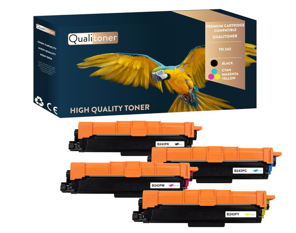 Qualitoner toners x4 tn243 tn 243 (noir + cyan + magenta + jaune) compatible pour brother