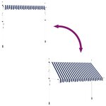 vidaXL Auvent rétractable manuel 350 cm Rayures bleues et blanches