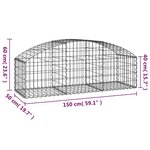 vidaXL Panier de gabions arqué 150x50x40/60 cm Fer galvanisé