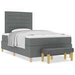vidaXL Lit à sommier tapissier avec matelas et banc Gris foncé 120x190 cm Tissu