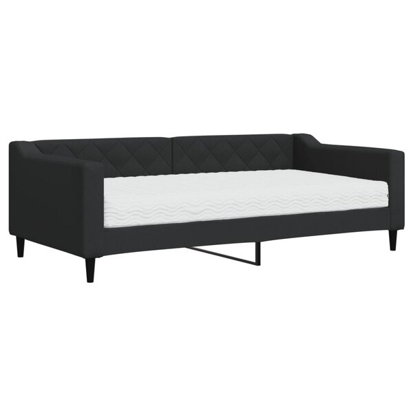 vidaXL Lit de jour avec matelas noir 90x190 cm tissu
