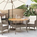 vidaXL Table de jardin et dessus en bois d'acacia gris résine tressée