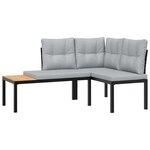 vidaXL Ensemble de banc de jardin avec coussins 4 Pièces noir