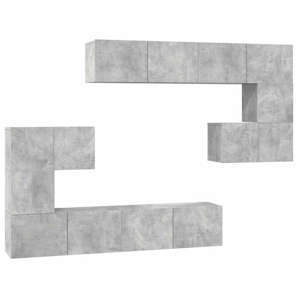 vidaXL Ensemble de meubles TV 8 Pièces Gris béton Bois d'ingénierie