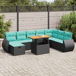 vidaXL Salon de jardin avec coussins 9Pièces marron résine tressée acacia