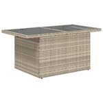 vidaXL Table de jardin dessus en verre gris clair 100x55x73 cm rotin