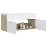 vidaXL Armoire d'évier et lavabo intégré Blanc/chêne sonoma Aggloméré