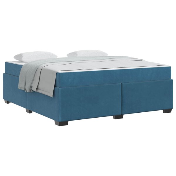 vidaXL Cadre de lit avec matelas Bleu foncé 180 x 200 cm tissu