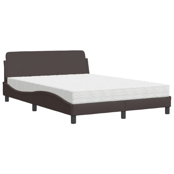 vidaXL Lit avec matelas Dover marron foncé 140x200 cm tissu