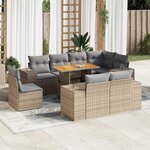 vidaXL Salon de jardin avec coussins 9 Pièces beige résine tressée