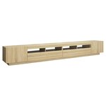 vidaXL Meuble TV avec lumières LED Chêne sonoma 300x35x40 cm