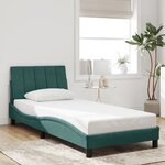 vidaXL Cadre de lit avec LED sans matelas Hanko vert foncé 80x200 cm velours