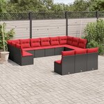 vidaXL Salon de jardin avec coussins 13 Pièces marron résine tressée