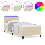 vidaXL Lit à ressorts avec matelas et LED crème 100x200 cm Tissu