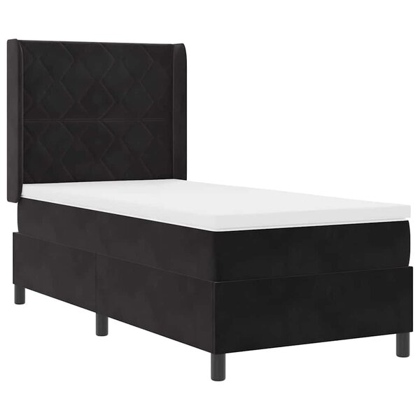 vidaXL Lit à Ressorts avec Matelas LED Noir 100 x 200 cm Velours