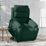 vidaXL Fauteuil inclinable électrique vert foncé velours