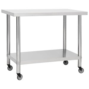 vidaXL Table de travail de cuisine avec roues 100x60x85 cm Inox