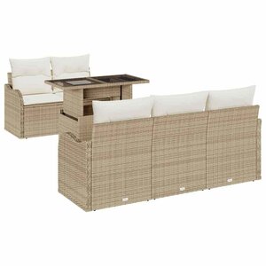 vidaXL Ensemble de canapé de jardin 6 Pièces Beige Poly rotin
