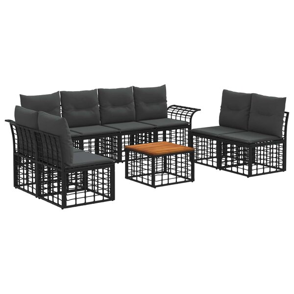 vidaXL Ensemble de canapés d'extérieur 9 Pièces Noir et Gris foncé