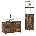 vidaXL Ensemble de mobilier de salle de bain 2 Pièces Chêne fumé et noir