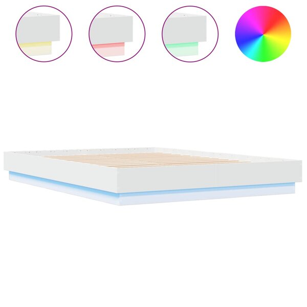 vidaXL Cadre de lit avec lumières LED blanc 150x200 cm